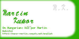 martin kupor business card